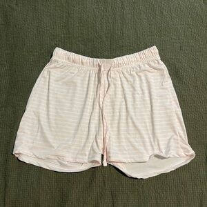 Striped white and pink sleep shorts
